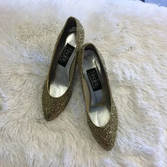 Gold Glitter Heels - Picture 7 of 9